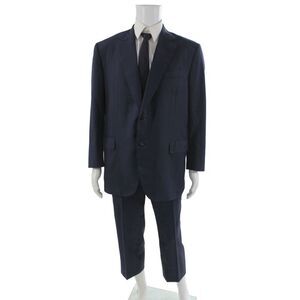 Oxxford Clothes Mens 2 Piece Dark Blue Solid 100% Super Suit Size 44